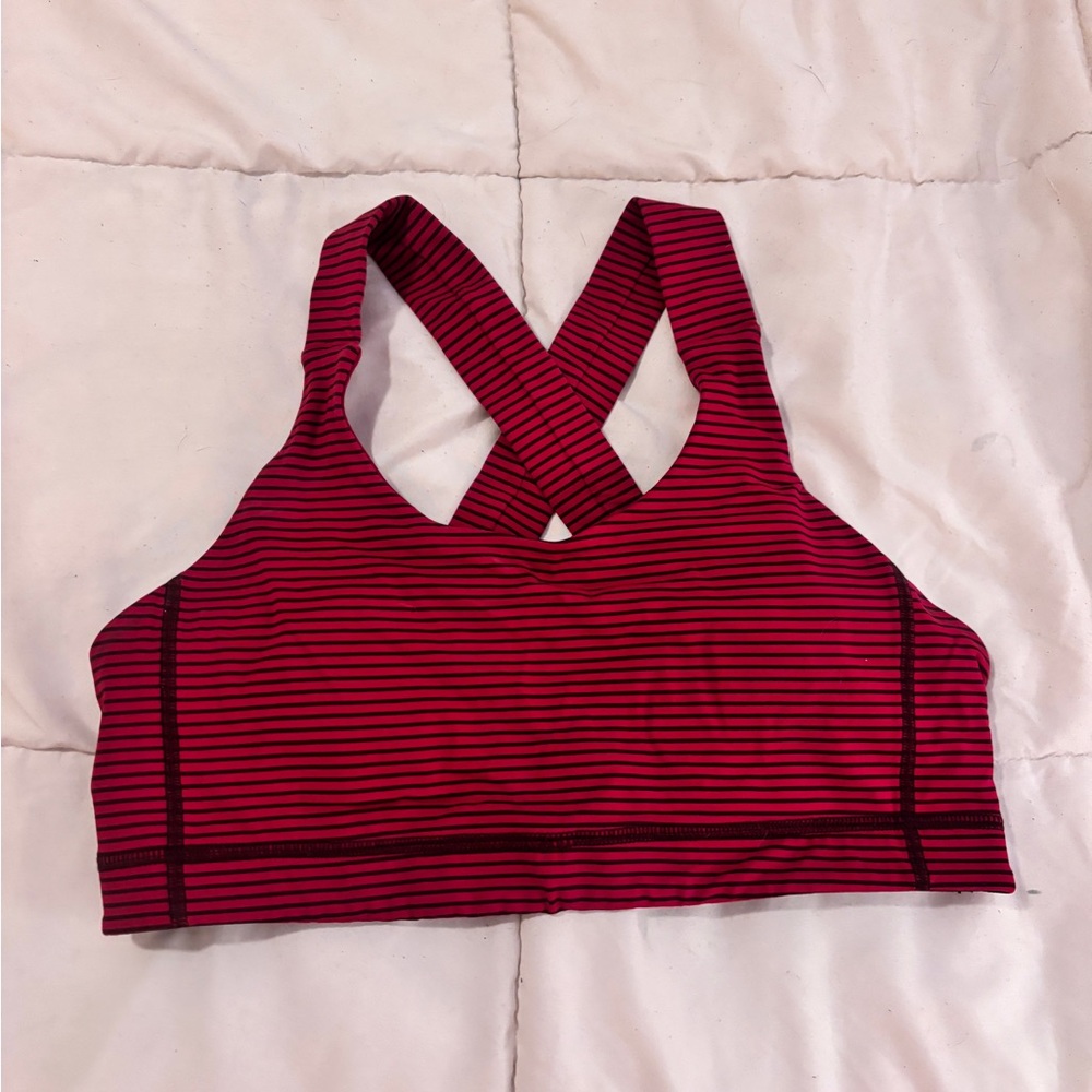 Lululemon dark pink and burgundy striped Sports Bra